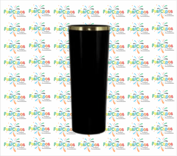 LONG DRINK 350 ML PRETO COM BORDA DOURADA