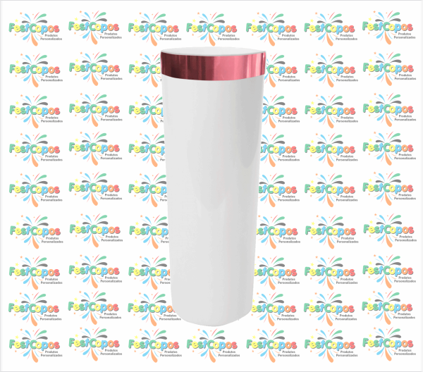 LONG DRINK JATEADO BRANCO COM BORDA ROSE