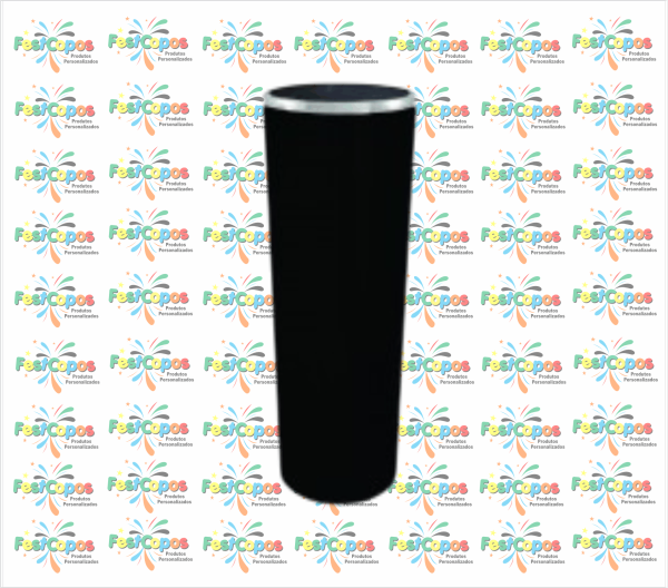 LONG DRINK 350ML PRETO COM BORDA   PRATA