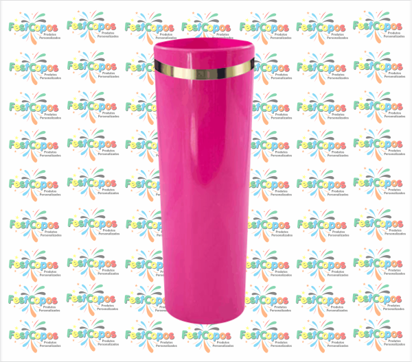 LONG DRINK 350ml PINK COM BORDA PRATA