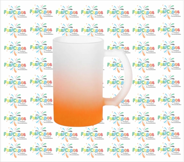 CANECA JATEADA VIDRO 450ML LARANJA