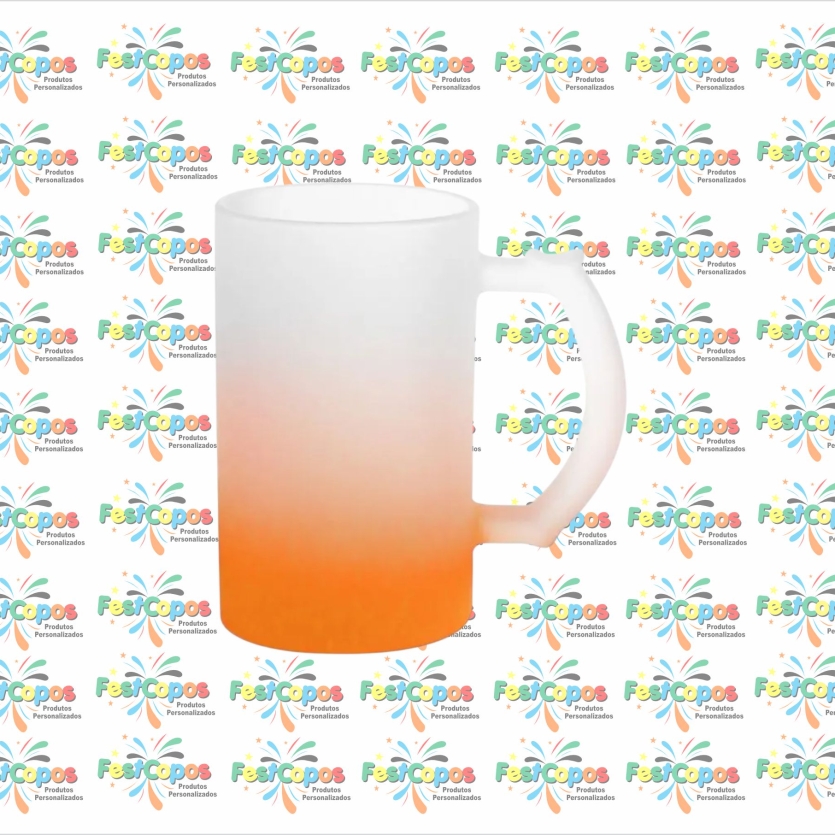 CANECA JATEADA VIDRO 450ML LARANJA