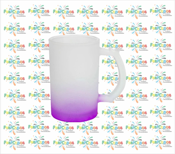 CANECA JATEADA VIDRO 450ML ROXA
