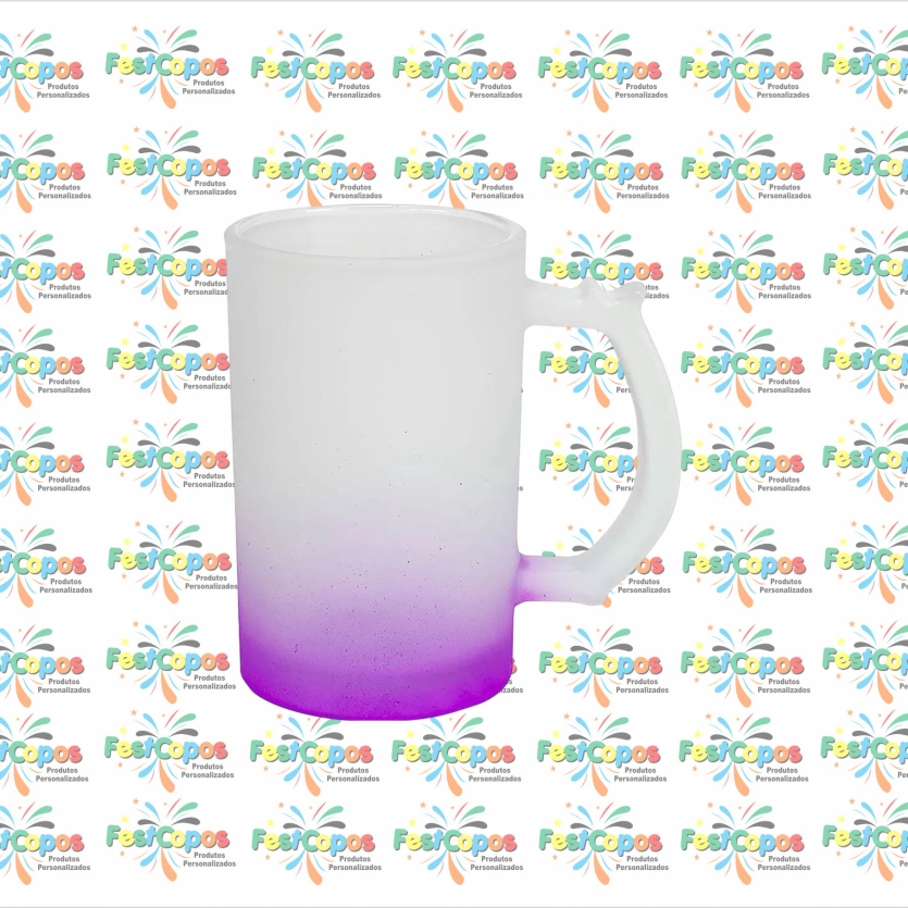 CANECA JATEADA VIDRO 450ML ROXA