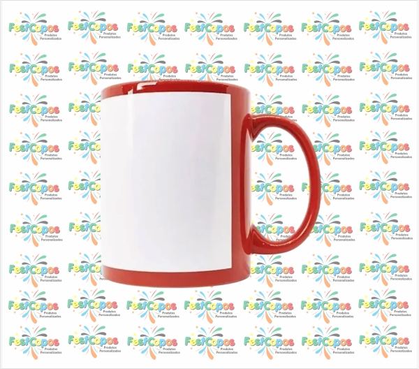 CANECA VERMELHA C/ TARJA  BRANCA 300 ML