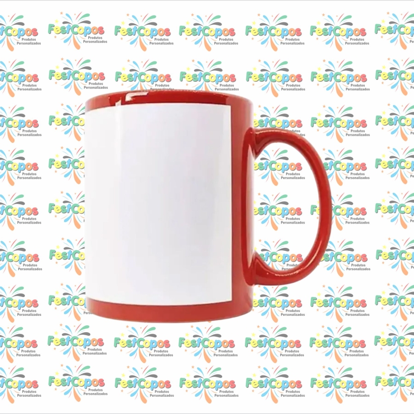 CANECA VERMELHA C/ TARJA  BRANCA 300 ML