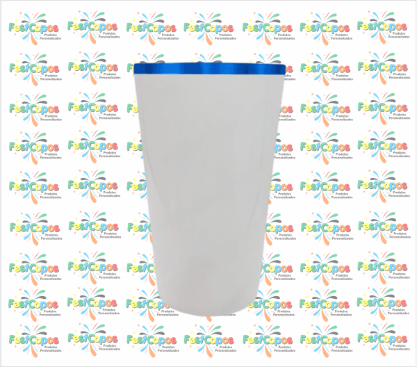 CALDERETA 400 ml BRANCA COM BORDA AZUL