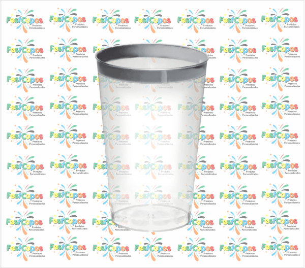 CALDERETA 400 ml  TRANSPARENTE COM BORDA PRATA