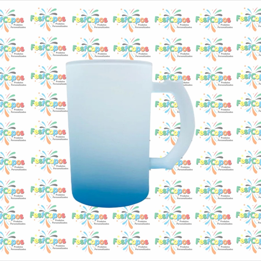 CANECA  VIDRO AZUL 450 ML CHOPP