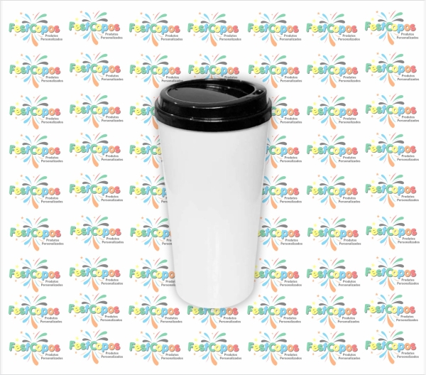 COPO BUCKS PS 550ML - BRANCO C/ TAMPA PRETA