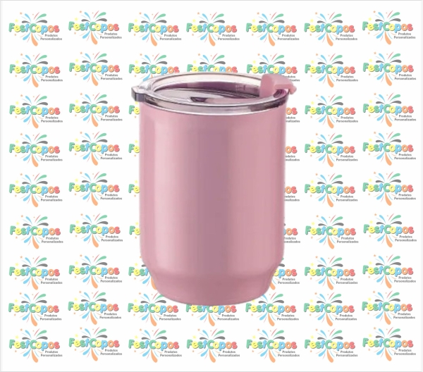 COPO POLIMERO ROSA C/ TAMPA 400 ML