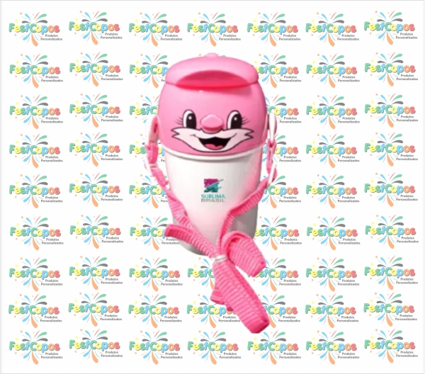 GARRAFA TAMPA ROSTINHO 400ML  ROSA  CLARO