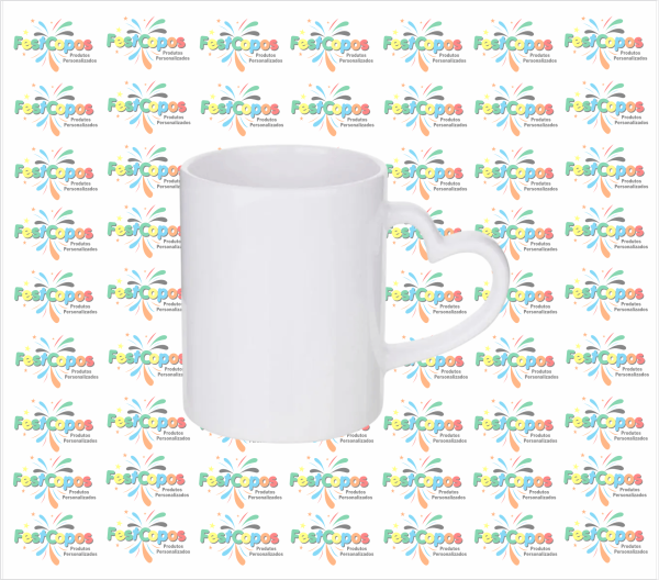 CANECA DE PORCELANA 325 ML ALÇA CORAÇÃO BRANCA