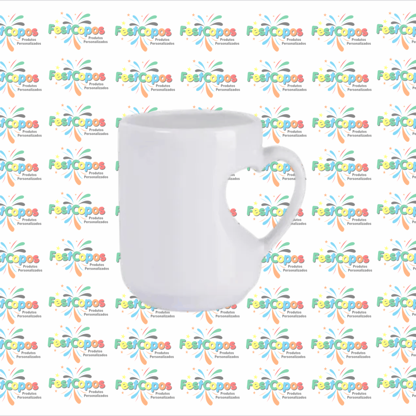 CANECA DE PORCELANA 325 ML ALÇA\ CORPO CORAÇÃO BRANCA