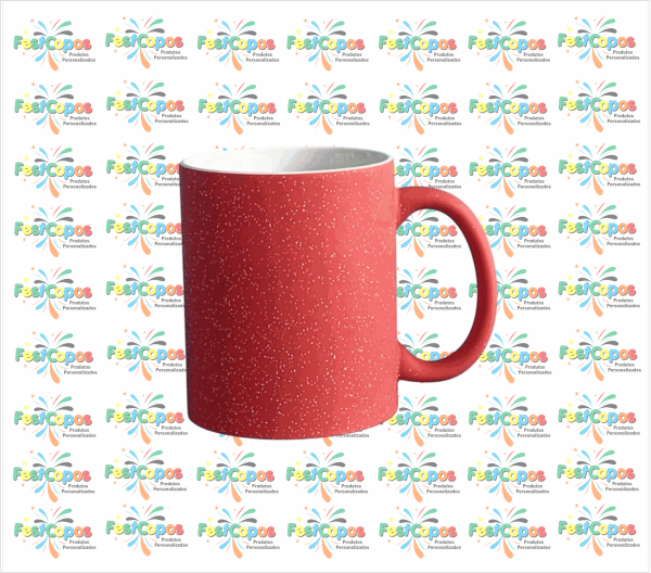 CANECA DE PORCELANA MÁGICA VERMELHA C/ GLITER
