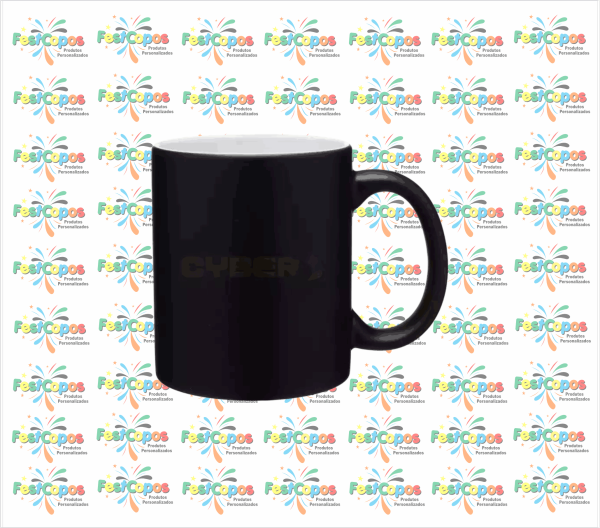CANECA DE PORCELANA MÁGICA PRETA