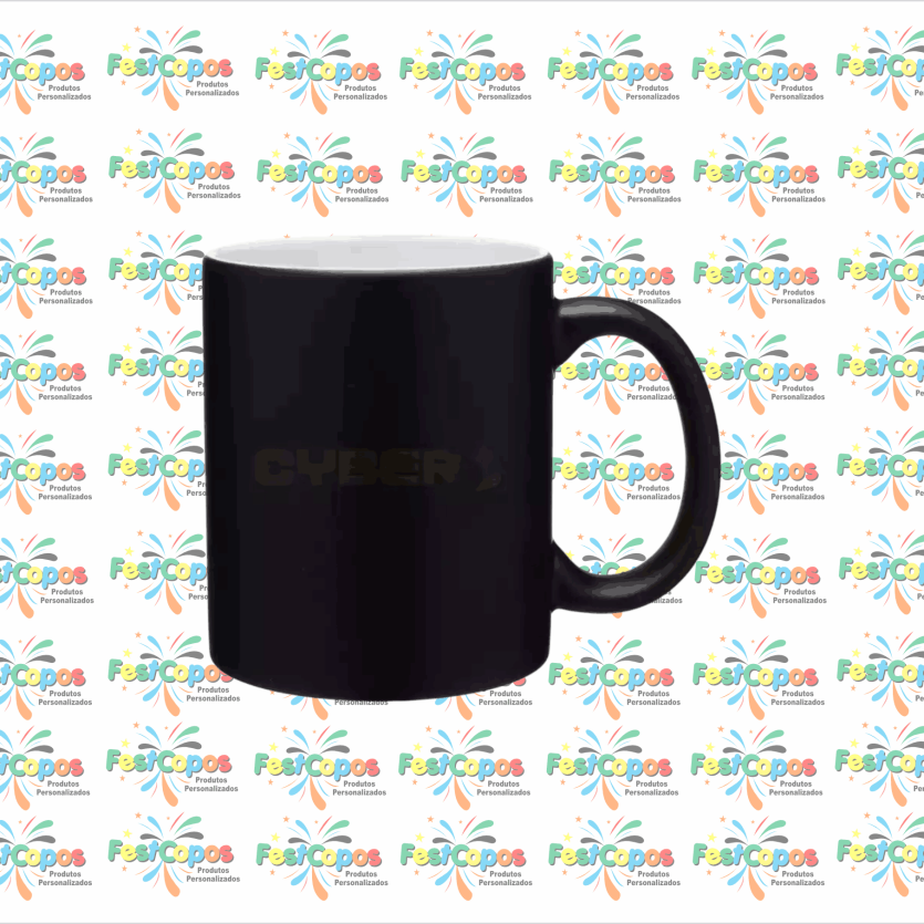 CANECA DE PORCELANA MÁGICA PRETA