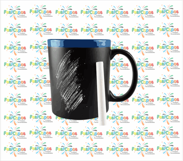 CANECA DE PORCELANA AZUL LOUSA NEGRA