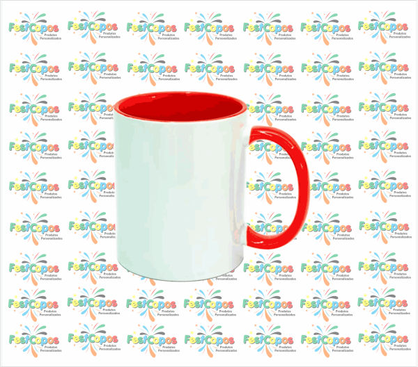 CANECA DE PORCELANA  325 ML INTERIOR VERMELHA