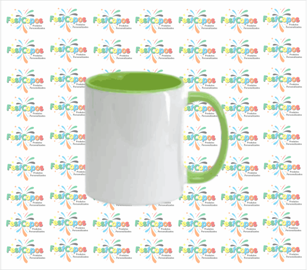 CANECA DE PORCELANA  325 ML INTERIOR VERDE CLARO