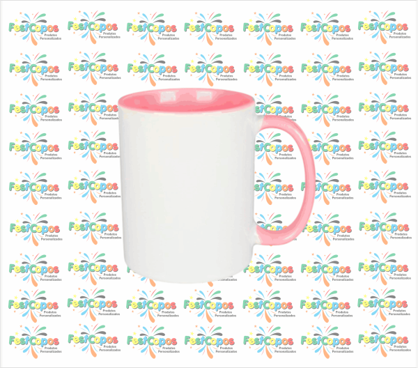 CANECA DE PORCELANA  325 ML INTERIOR ROSA