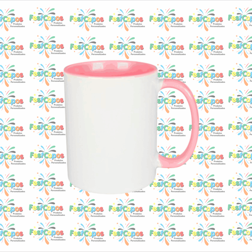 CANECA DE PORCELANA  325 ML INTERIOR ROSA