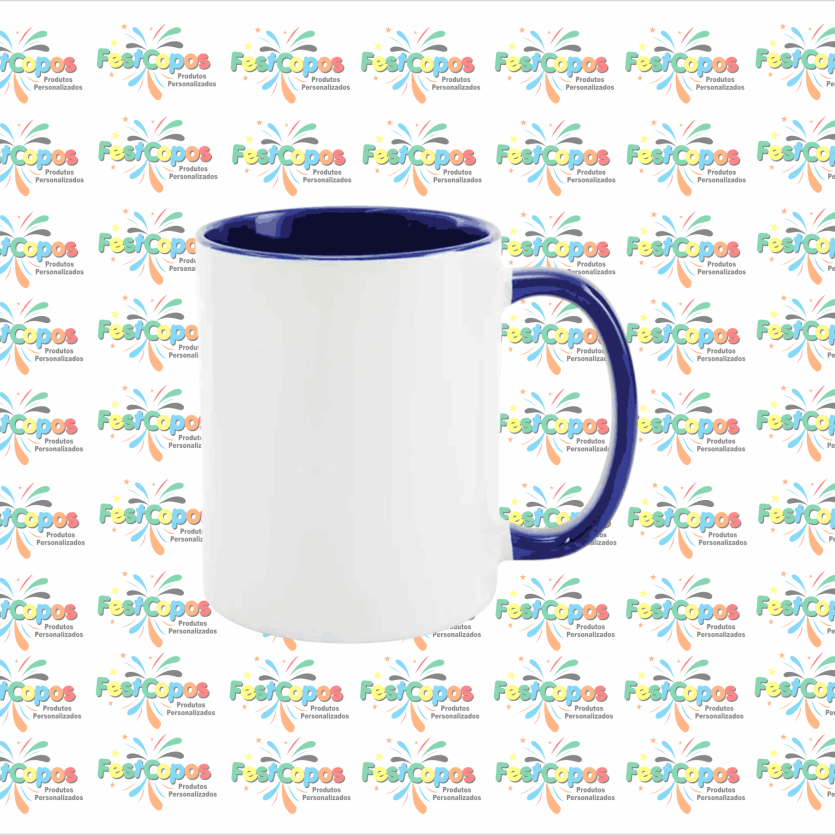 CANECA DE PORCELANA  325 ML INTERIOR AZUL ESCURO