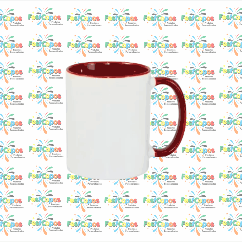 CANECA DE PORCELANA  325 ML INTERIOR BORDO