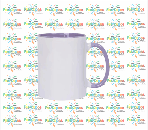 CANECA DE PORCELANA  325 ML INTERIOR LILÁS