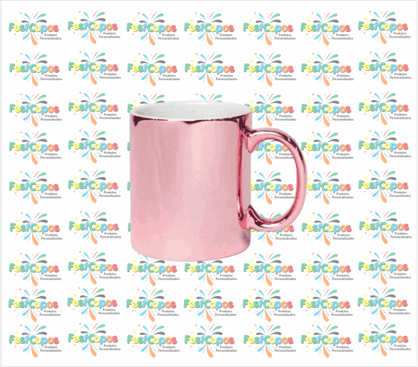 CANECA DE PORCELANA METALIZADA ROSE