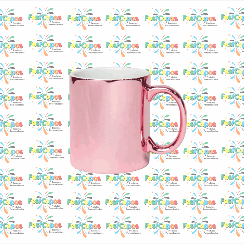 CANECA DE PORCELANA METALIZADA ROSE