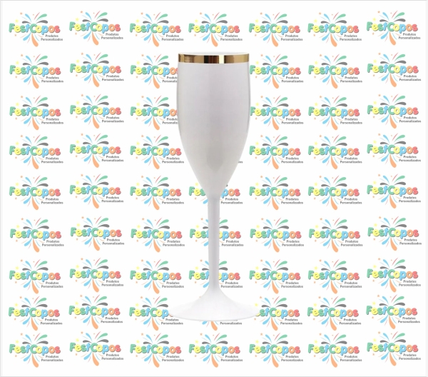 TAÇA 190 ML BRANCA COM BORDA DOURADA