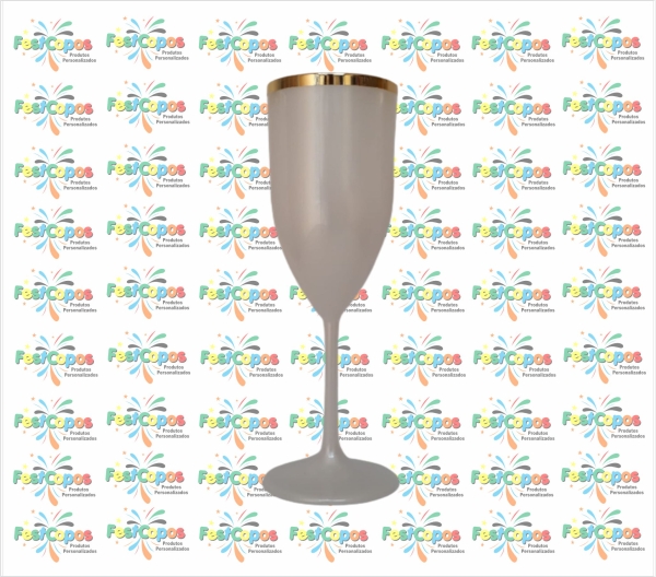 TAÇA 190 ML PÉROLA COM BORDA DOURADA