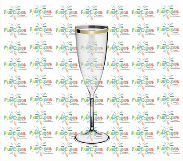 TAÇA 190ML  TRANSPARENTE  COM BORDA DOURADA