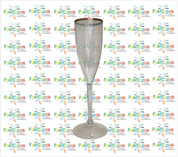 TAÇA 190ML  TRANSPARENTE  COM BORDA ROSE