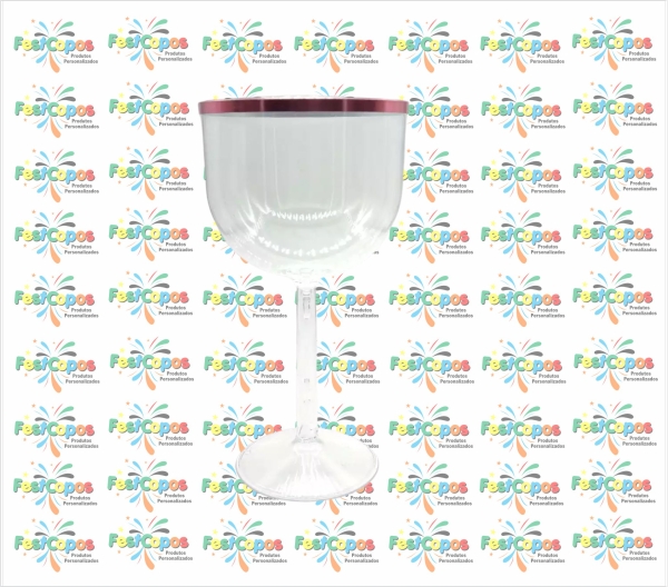 TAÇA DE GIN 550ML TRANSPARENTE COM BORDA ROSE